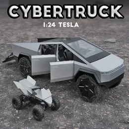 Flygplan Modle 1 24 Tesla Cybertruck Truk Logam Campuran Mainan Mobil Model Diecast Kendaraan Pickup Sepeda Motor Dekorasi Anak Laki Laki Hadiah Natal 230905