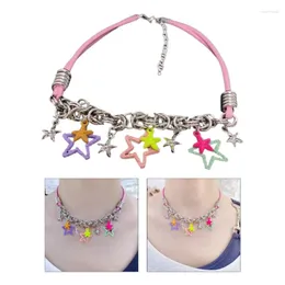 Ketten Böhmen Bunte Stern Halskette für Frauen Y2K Hohl Quaste Anhänger Choker Schmuck Geschenk und Mädchen T8DE