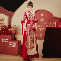 Etnik kıyafetler vintage payetler boncuklu yay aplike Çin geleneksel kadınlar düğün cheongsam oryantal zarif gelin elbise elbisesi qipao