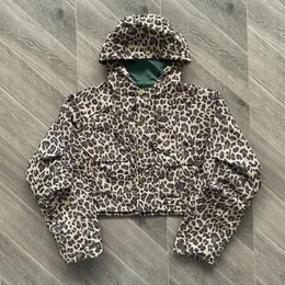 Womens Jackets Kapital Kountry High Quality Leopard Print Hooded Short Jacket Coat 230906