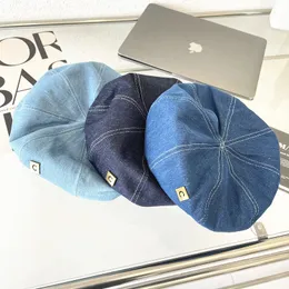 Beralar Topi Baret Huruf C Katun Denim Bersirkulasi Kasual Wanita Pelukis Artis Segi Delapan Gorros 230905