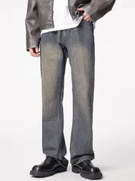 Мужские джинсы YIHANKE, свободные брюки в американском стиле ретро, слегка буткат, красивые и высокие тонкие широкие брюки, мешковатые