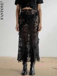 スカートfantoye sexy see seol see lace women skirt black highウエストフローラルy2k femme夏のカジュアルバケーションストリートウェア2023 230906