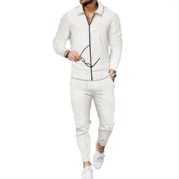 Men's Tracksuits 2023 Pants Set Long Sleeve Spliced Polo Fashion Casual Zipper Cardigan Sports Traje Para Hombres
