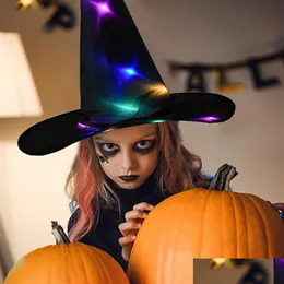 Party Hatts LED -lampor blinkande hatt glödande halloween häxa barn adts prestanda rekvisita julförsörjning släpp leverans hem gar dh2gf