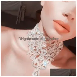Chokers Stonefans Luxury Flower Choker Necklace For Women Crystal Collar Statement Jewelry Gift 230518 Drop Delivery Necklaces Pendant Dhbfl