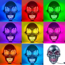 Halloween Party Ghost Face White Silver Skull Hair Light mask led Ghost Face Scary Atmosphere mask