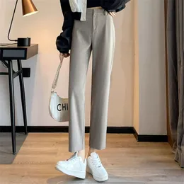Womens Pants Capris AnkleLength Suits Straight Casual Baggy Pantalones Spring High Waist Trousers Fashion Basic Office Spodnie 230905