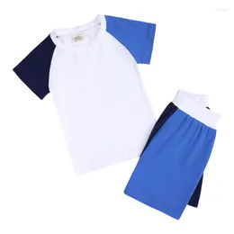 Kläder sätter unisex bomullstoppar shorts solida tjejkläder 2st pojke 5-14t hemkläder sommarpyjamas kortärmad t-shirt byxor