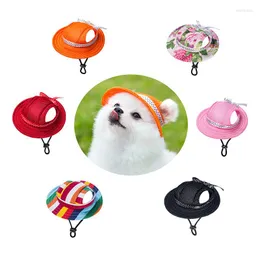 Hundkläder Prinsessan Cap Round Brim Pet Mesh Porös sol med öronhål för liten baseballhatt