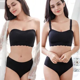 Bras Large Size Strapless Tube Top Invisible Bra Non-Slip Push Up Wedding Dress Underwear Big Chest Small Upper Support