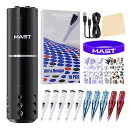 Mast Wireless Tattoo Kit A1 Coreless Motor Tattoo Maschine Dragonhawk Kugelschreiberpatronen WQP-045YZ