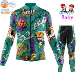 Cycling Jersey Sets Set Sepeda Musim Dingin Boom Komik Peledak Anak anak Baju Lengan Panjang Anak Laki laki Perempuan Setelan Jaket Termal Jalanan MTB Ropa 230905