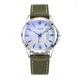 Wristwatches TPOFHS Top Quality Calendar Waterproof Watch For Men Leather Strap Men's Wristwatch Clock Watches Leisure Sports Jewelry Gift