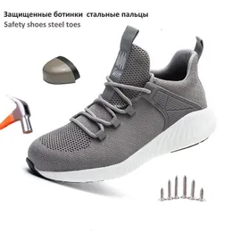 Stövlar arbetssäkerhetskor män svart för oförstörbara sneakers skyddande stål cap zapatos muje 230905