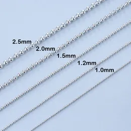 Pendants MIQIAO 925 Sterling Silver Beads Chain Long 40 45 50 Cm Wide 1.0 1.2 1.5 2.0 2.5 Mm Necklace Fashion All-match Accessories