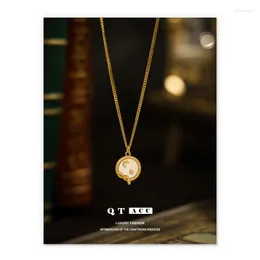 Chains High Color Retention Vacuum Electroplating 18K Genuine Gold French Natural Seashell Inlaid With Star And Moon Design Circular