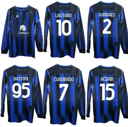 S-4XL manga comprida 2023 2024 LAUTARO camisas de futebol DZEKO INTERS BARELLA J. CORREA 23 24 camisa de futebol CALHANOGLU MILANS GAGLIARDINI Conjuntos masculinos uniforme