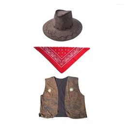 Berets 3 PCS Carnival Supplies Compe Comple Men Men Masquerade Dicker Clotion Accessories Cowboy Cosplay Ascplay