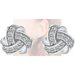14k Gold Plated Stud Earrings 925 Sterling Silver Post CZ Hypoallergeniska örhängen älskar knut kubik zirkoniumörhängen för kvinnor