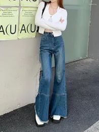 Damenhose Frühling Hoch taillierte Flare 2023 Mode gewaschener blauer Denim Hose mit weitem Bein Chic Street Style Quasten Frauen Casual Jeans