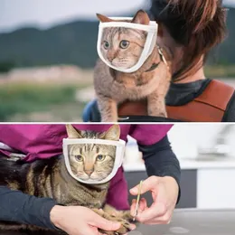 Cat Nośnik Pet Pies Piezozłka anty-bitowe narzędzia oddychające do oddychania anty-scratch Małe przezroczyste zapasy maski pielęgnacyjnej