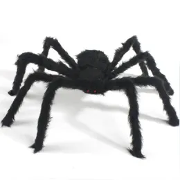 Other Event Party Supplies 305075cm Black Plush Spider Halloween Party Decoration Haunted Home Bar Horror Props Spider Web Kids Toy 230905