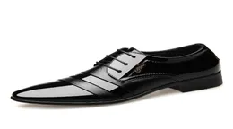 2020 Новые лакированные кожаные мужские туфли 039s, мужские оксфорды, дешевые модные офисные туфли на плоской подошве, мужские черные формальные туфли на шнуровке, большие размеры 481507208