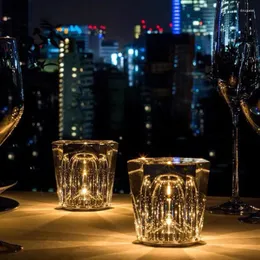 Posiadacze świec ambientec XTAL Kreatywne minimalistyczne k9 kryształowy mini ładowanie baru cichy restauracja lampa stołowa atmosfery