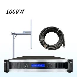 Long Range 1000W FM Broadcast Transmitter + 1 Bay Dipole Antenna + 30m Cable for Radio Station, Church, Home