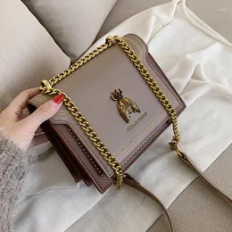 Duffel Bags French Women's Bag 2023 Autumn/Summer Chain Vintage One Shoulder Handheld Tote Contrast Crossbody Small Square