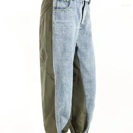 Женские джинсы Джинсовые брюки Женские свободные длинные прямые брюки со средней посадкой и контрастной строчкой Универсальные повседневные женские офисные брюки-карго