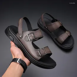 Sandals Topvivi Summer Breathable Slippers Open Toe Casual Outdoor Walking Shoes Beach For Men Slip-on Leather