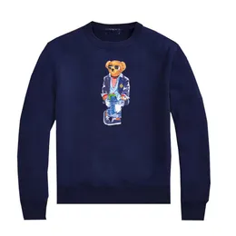 Jersey de manga larga de felpa con estampado de oso para hombre, camisa POLOS de oso, camiseta holgada con cuello redondo de oso de dibujos animados