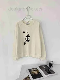 Hoodies للنساء من النوع الثقيل مصمم الخريف 2023 New Boat Anchor Logo Loving Letter Printing Raglan Round Pullover Sweater French X0GE