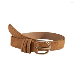 Belts Metal Rivet Decoration Waistbands For Women Fashion Woman Apparel Accessories Vintage Western Style Camel Color