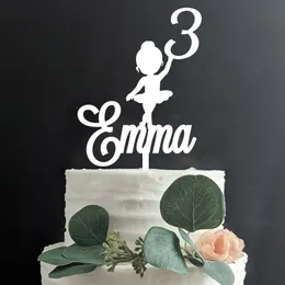 Altri articoli per feste per eventi Glitter acrilico nome personalizzato Ballerina 3° cake topper Centrotavola personalizzati dal 1° al 10° anno Ballerina Party Birthday Decor 230906