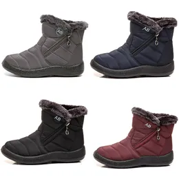 Gai Warm Ladies Snow Boots Side Zipper Cotton Women Shoes Black Red Blue Gray in Winter Outdoor Sports Sneakers