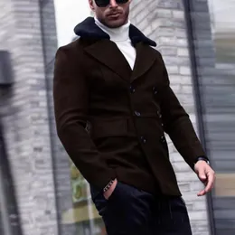 Men's Jackets Autumn Winter 2023 Casual Long Sleeve Wool Collar Coat Fashion Solid Single Breasted Suit Men Slim Short Woolen Coats