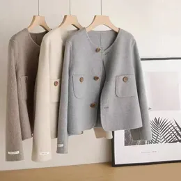 Damen-Wollmischungen, kleine Parfüm-Wind-T-Jacke, weibliche Frühlings- und Herbst-koreanische Version der Mode, Rundhalsausschnitt, lässig, kurz 230905