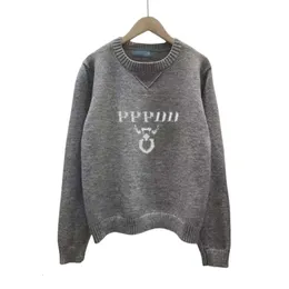 Designers Women Mohair Sweater Fashion Knitwear Sweaters Women Fashion Autumn Winter Wool Blends Crochet Letter Long Sleeve Grey Pullover Tops Woman Clothes