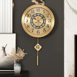 Wall Clocks Chinese Style Brass Clock Home Living Room Decorative Creative Gateway Silent Watch Hanging