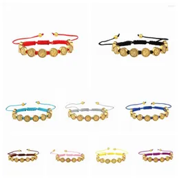Charm Bracelets 5Pcs Retro Alloy VIRGEN DE GUADALUPE Handmade Braided Adjustable Bracelet Woman Man Fashion Jewelry Friendship Gifts