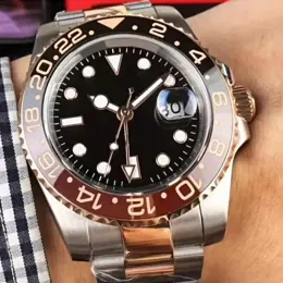 Modny nowy zegarek ceramiczny Pierścień ze stali nierdzewnej Chrome czarny brązowy pierścień 40 mm Automatyczne Rose Gold Men Watch Luksusowy designerski zegarek