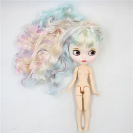 Puppen ICY DBS Blyth Puppe 16 Bjd Gelenkkörper dunkle Haut glänzendes Gesicht blaues Haar weiß matt mehrfarbig 30 cm Spielzeug Anime 230907
