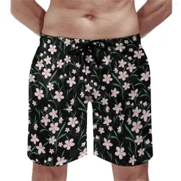 Men's Shorts Pink Floral Gym Summer Botanical Print Sportswear Beach Short Pants Man Quick Dry Funny Graphic Plus Size Trunks