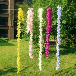 Decorative Flowers 170cm Long Artificial Wisteria Lilac Vine Silk Cherry Blossoms Arch Decor Leaves Hanging Garland Green ZZ