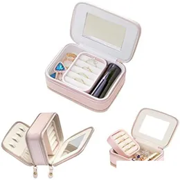 Jewelry Boxes Small Box Double Layer Travel Organizer Cute Pu Leather Display For Rings Earrings Bracelets Necklace Drop Delivery Pac Otx8F