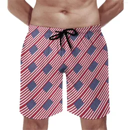 Men's Shorts Summer Board USA Flag Sportswear Stripe Print Graphic Short Pants Vintage Quick Dry Swim Trunks Plus Size 3XL