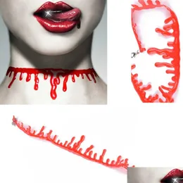 Party Decoration Halloween Horror Blood Drip Halsband Fake Vampire Fancy Joker Choker Costume Halsband Tillbehör Gåvor DROP DELIV DHXJB